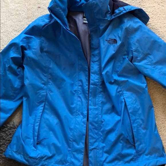 Blue north face rain coat